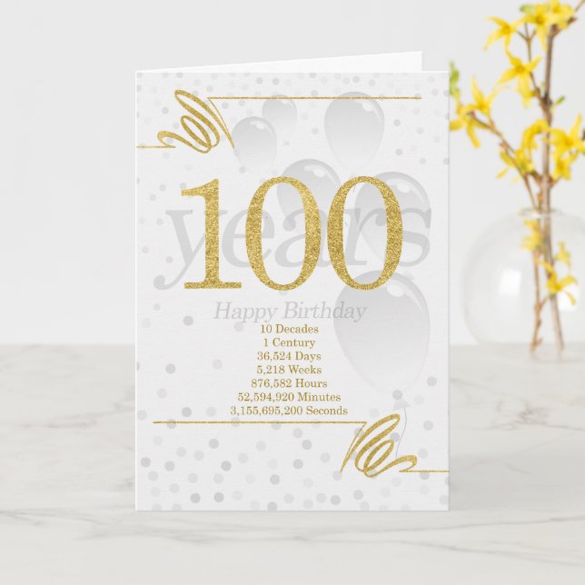 100. Geburtstag in Tagen Wochen Minuten mit Namen Karte (Gelbe Blume)