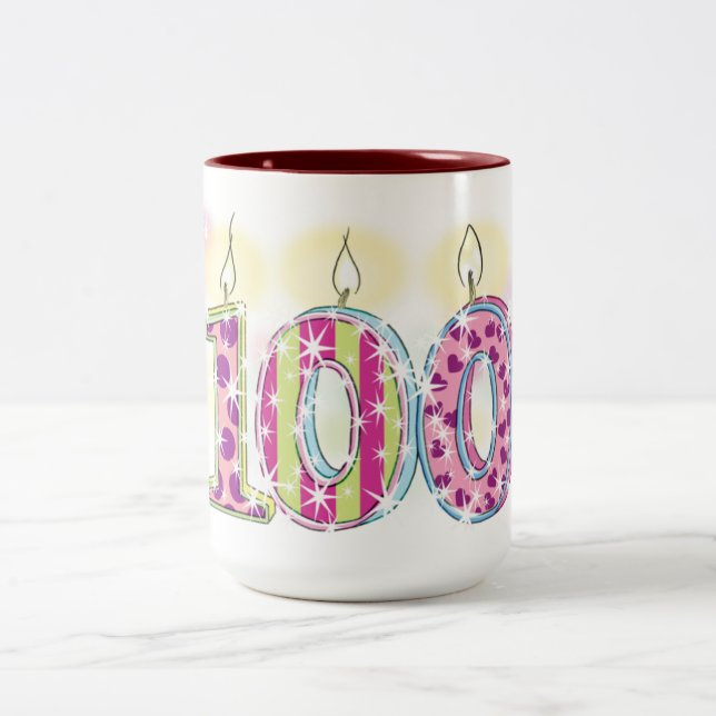 100. Geburtstag "Make a Wish Everyday" Zweifarbige Tasse (Mittel)
