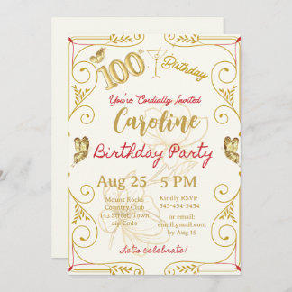 100. Geburtstag Meilenstein Elegant Einladung