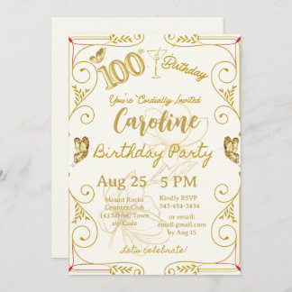 100. Geburtstag Meilenstein Elegant Einladung