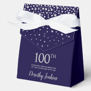 100. Geburtstag Navy Blau Funkelnde Dankeschön Geschenkschachtel