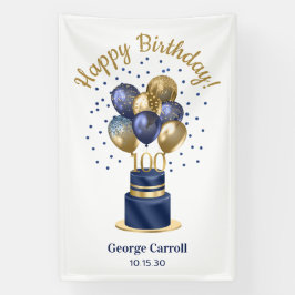 100. Geburtstag Navy Blue Balloon Cake Banner