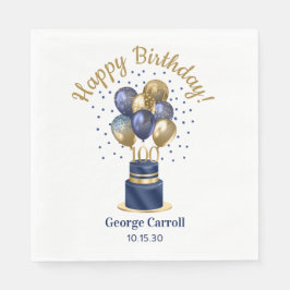 100. Geburtstag Navy Blue Balloon Cake Serviette