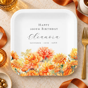 100. Geburtstag November-Geburtsblume Chrysantheme Pappteller