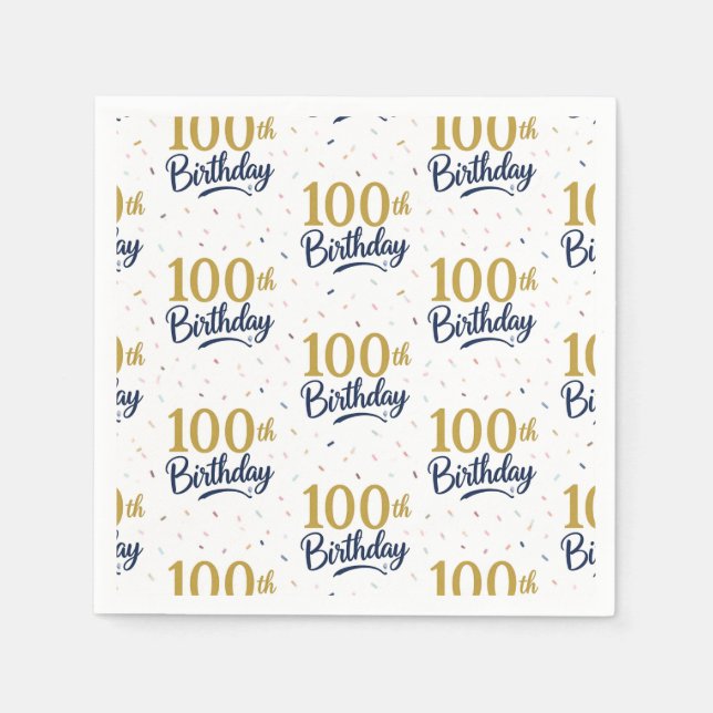 100. Geburtstag Papiertücher, Alles Gute zum 100.  Serviette (Vorderseite)