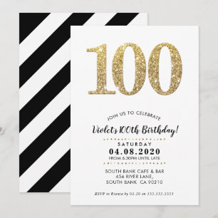 100. GEBURTSTAG PARTY INVITE Moderner Glitzer Einladung