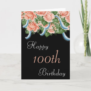 100. Geburtstag Peach Rose Happy Birthday Card Karte
