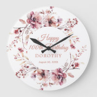 100. Geburtstag Personalisiert Burgundy Pink Flora
