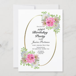 100. Geburtstag Pink Gold Party Einladung
