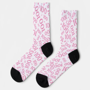 100. Geburtstag Pink Random Number Pattern Socks Socken