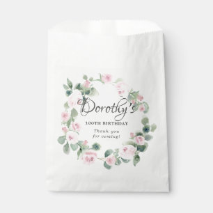 100. Geburtstag Pink Rose Bläsernröse Eukalyptus W Geschenktütchen