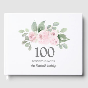 100. Geburtstag Pink Rose Floral Gästebuch
