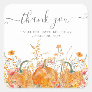 100. Geburtstag Pumpkin Wildblume Custom Vielen Da Quadratischer Aufkleber