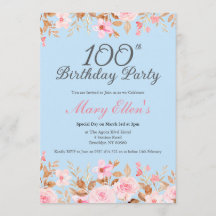 100. Geburtstag Rosa Blume Elegante Florale Weibli