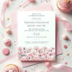 100. Geburtstag Rosa Nelke Januar Geburtsblume Einladung