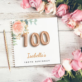 100. Geburtstag Rose Gold Eukalyptus Gästebuch Notizbuch