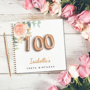 100. Geburtstag Rose Gold Eukalyptus Gästebuch Notizbuch