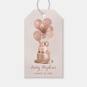 100. Geburtstag Rose Gold Torte Geschenkanhänger