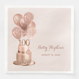 100. Geburtstag Rose Gold Torte Serviette