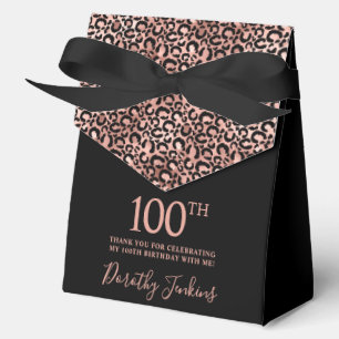 100. Geburtstag Roségold Leopardenprint Vielen Dan Geschenkschachtel