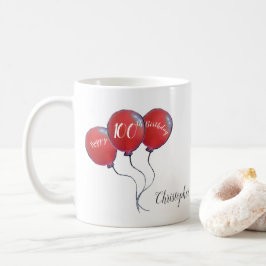 100. Geburtstag rotes Ballongeschenk Kaffeetasse