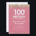 100. Geburtstag Save the Date Einladung<br><div class="desc">Eleganter Imitat Gold Glitzer mit schimmernden Konfetti Highlights auf der Ober- und Untergrenze. Alle Texte sind individuell einstellbar und lassen sich für Ihr eigenes Party leicht ändern. Sehr elegantes Design aus dem 100. Jahrhundert.</div>