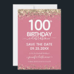 100. Geburtstag Save the Date Einladung<br><div class="desc">Eleganter Imitat Gold Glitzer mit schimmernden Konfetti Highlights auf der Ober- und Untergrenze. Alle Texte sind individuell einstellbar und lassen sich für Ihr eigenes Party leicht ändern. Sehr elegantes Design aus dem 100. Jahrhundert.</div>