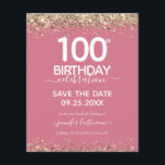 100. Geburtstag Save the Date Einladung<br><div class="desc">Eleganter Imitat Gold Glitzer mit schimmernden Konfetti Highlights auf der Ober- und Untergrenze. Alle Texte sind individuell einstellbar und lassen sich für Ihr eigenes Party leicht ändern. Sehr elegantes Design aus dem 100. Jahrhundert.</div>