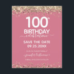 100. Geburtstag Save the Date Einladung<br><div class="desc">Eleganter Imitat Gold Glitzer mit schimmernden Konfetti Highlights auf der Ober- und Untergrenze. Alle Texte sind individuell einstellbar und lassen sich für Ihr eigenes Party leicht ändern. Sehr elegantes Design aus dem 100. Jahrhundert.</div>