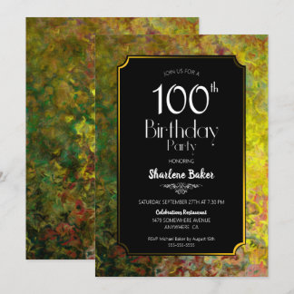 100. Geburtstag Schwarz und Gold Einladung
