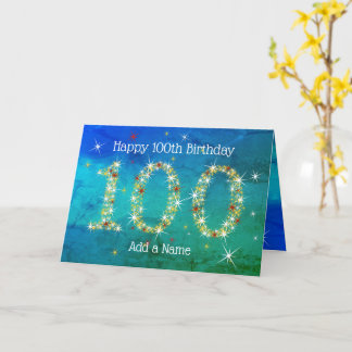 100. Geburtstag - Startnummern - Blau/Grün 100 Karte