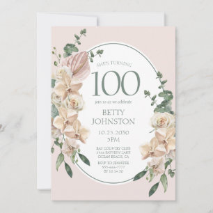 100. Geburtstag Tropical Floral Einladung