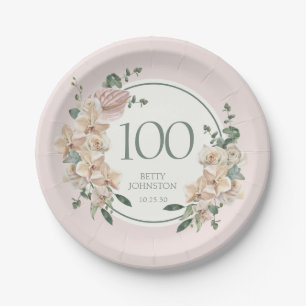 100. Geburtstag Tropical Floral Pappteller