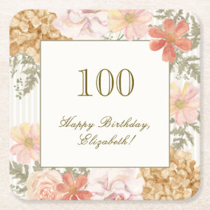 100. Geburtstag Untersetzer Herbstfarbe Blumiger S