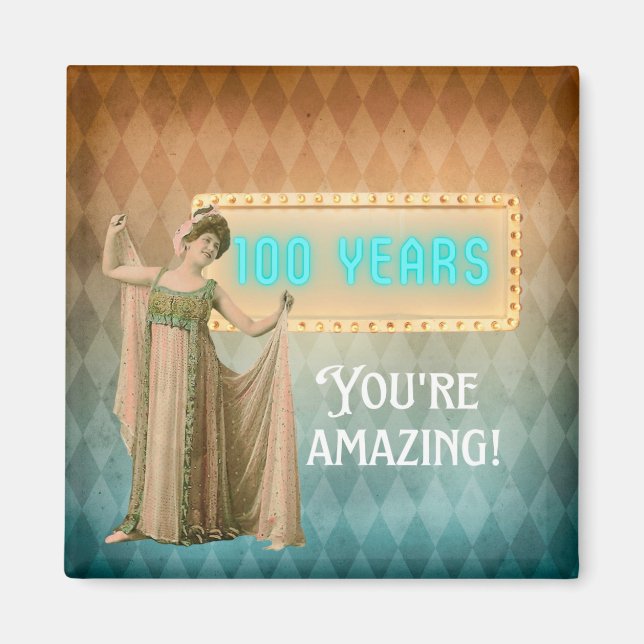 100. Geburtstag Vintag Sängerin Geburtstag Kühlsch Magnet (Vorne)