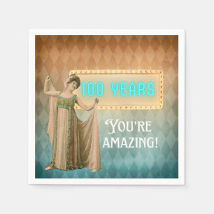 100. Geburtstag Vintag Singer Paper Party Napkins Serviette