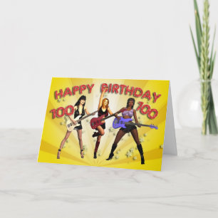 100. Geburtstag von Rockin mit einer Mädchensband Karte