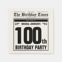 100. Geburtstag Zeitung Vintages Custom Party