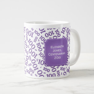 100. Geburtstag Zufallszahlenmuster Lila Jumbo-Tasse