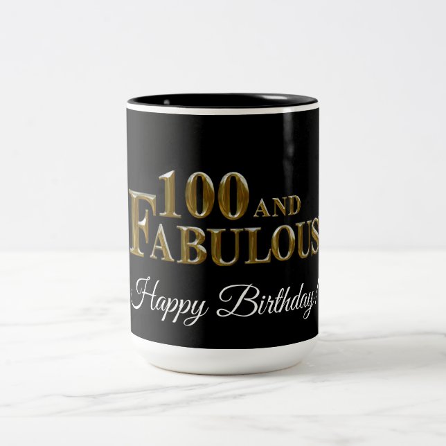 100. Geburtstag Zweifarbige Tasse (Mittel)
