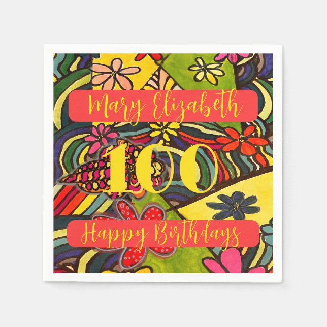 100 Geburtstage Serviette (Vorderseite)