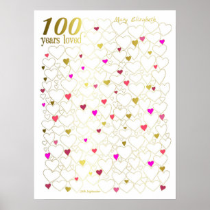 100. Geburtstags-Gästebuchposter - 100 Jahre gelie Poster