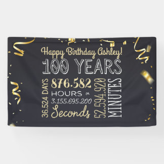 100. Geburtstagsbanner - 100 Jahre Stunden & Sekun Banner