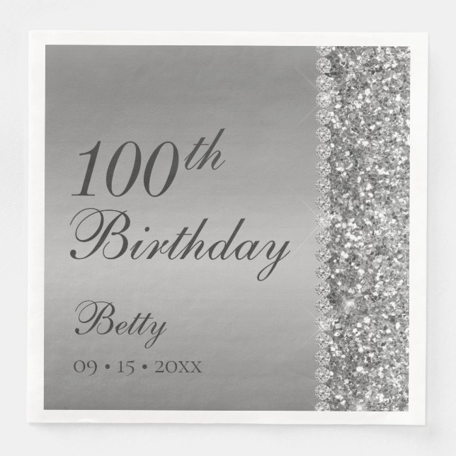 100. Geburtstagseleganz Serviette (Vorderseite)