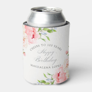 100. Geburtstagsfeier Benutzerdefinierte Rosa Flor Dosenkühler