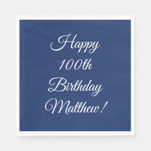 100. Geburtstagsfeier Blau Serviette