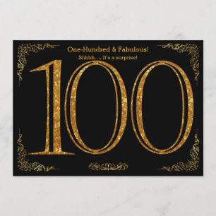 100. Geburtstagsfeier,Great Gatsby,Black Gold Glit Einladung