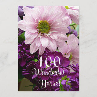 100. Geburtstagsfeier/Rosa Daisy Bouquet Einladung