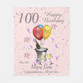 100. Geburtstagsfeier Rosa Fleecedecke