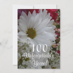 100. Geburtstagsfeier/White Daisy Bouqet Einladung